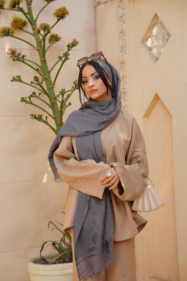 Grey Slub lawn-viscose pattern