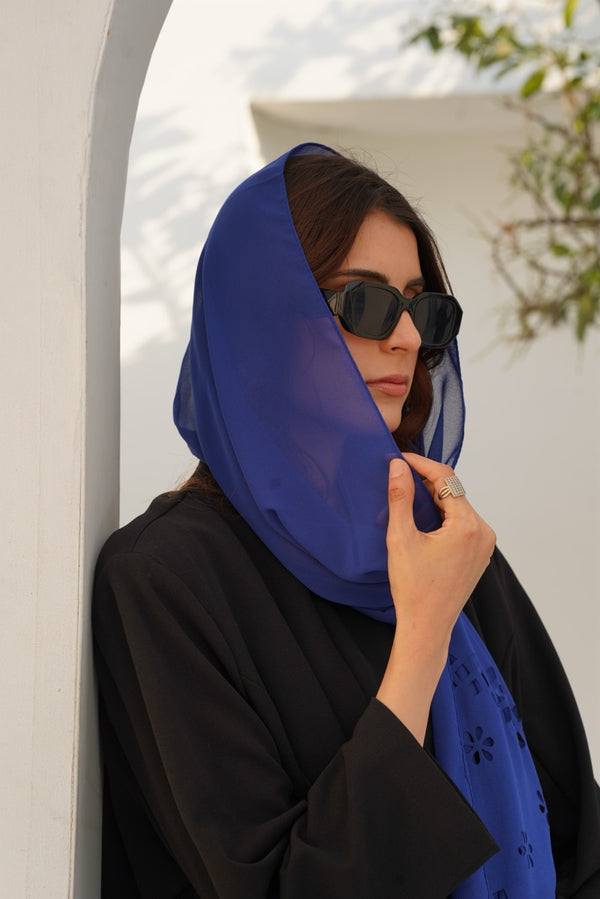 Sharp Blue Cut work georgette