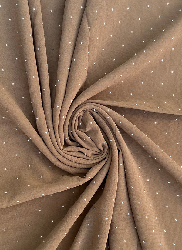 Light Brown Embellished Chiffon