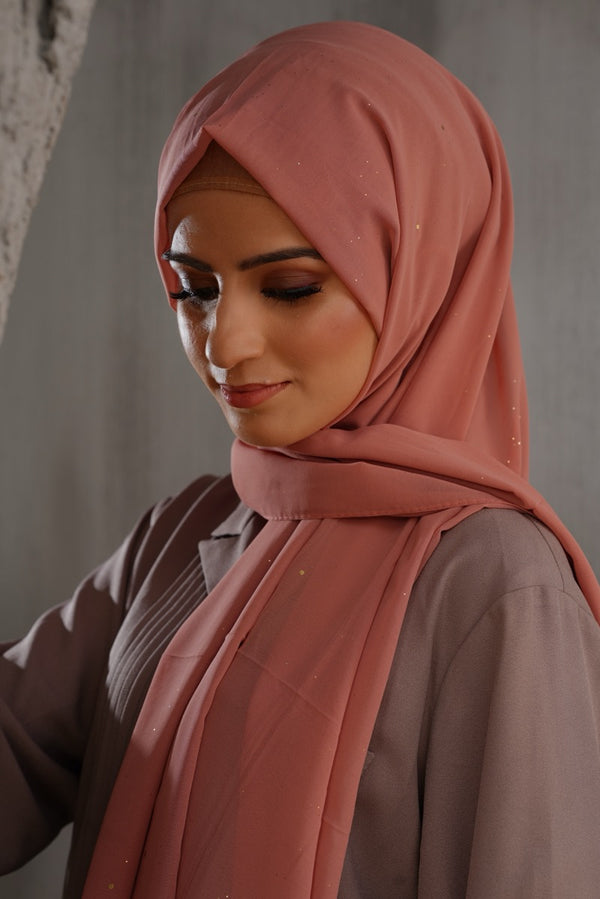 Powder Peach Shinny georgette