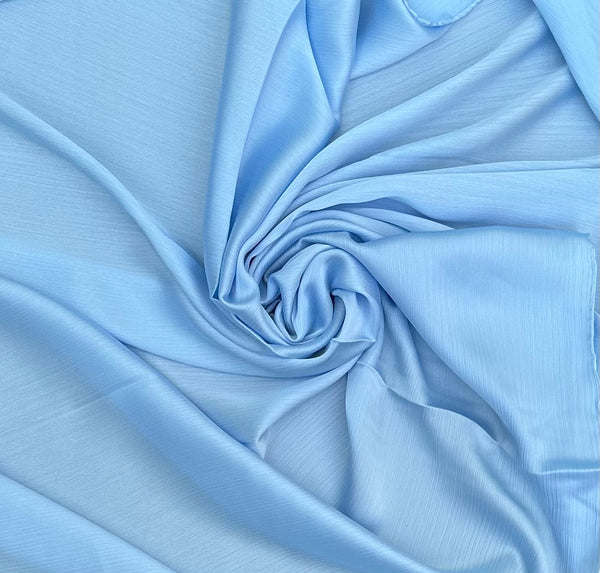 Sky Blue Crinckle Silk Satin