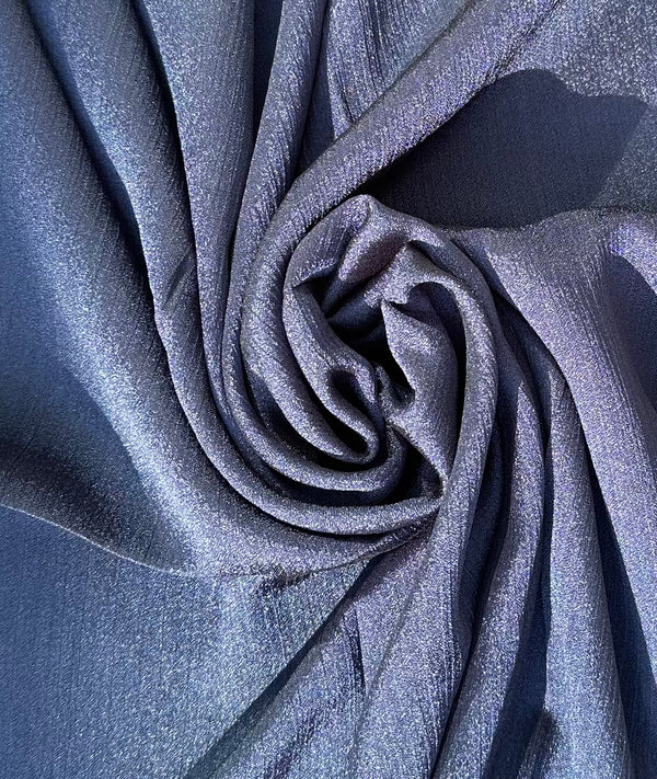 Blue Crinckle Silk Satin