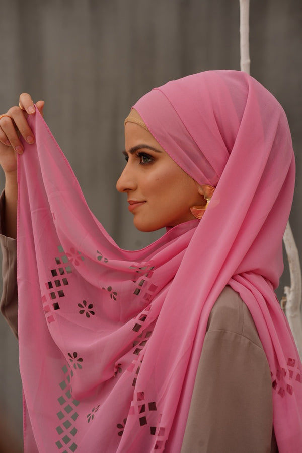 Pink Cut Work Georgette
