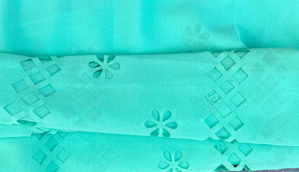 Sea Green Cut Work Georgette