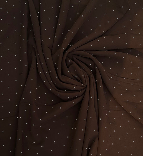 Dark Brown Embellished chiffon