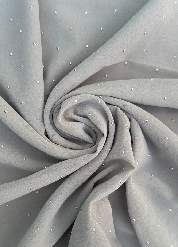 Light Grey Embellished Chiffon