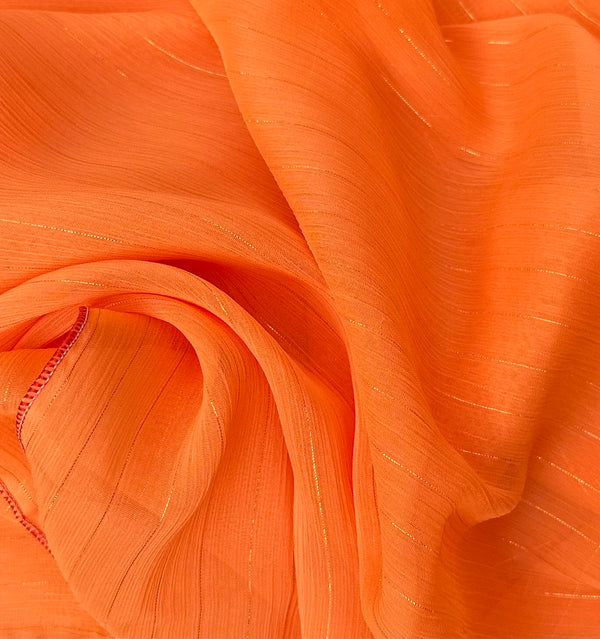 Orange Metallic Chiffon