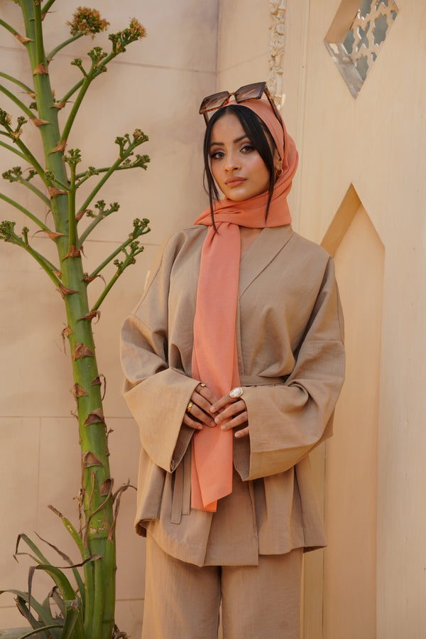 Peachy Glamorous-Chiffon Georgette