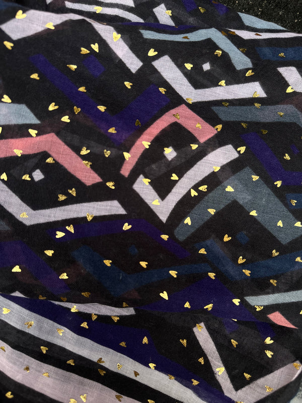 Multi Black Printed soft lawn