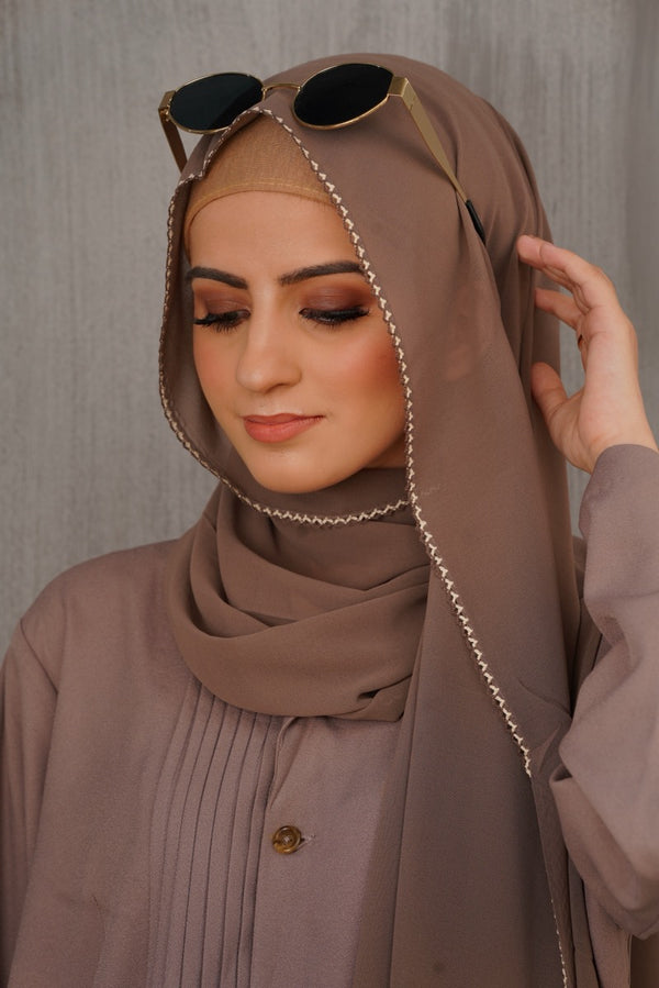 Dark Grey Georgette-lace