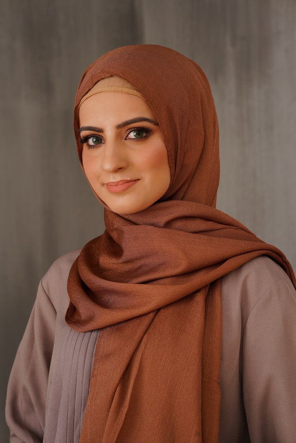 Brown Crinckle Silk Satin