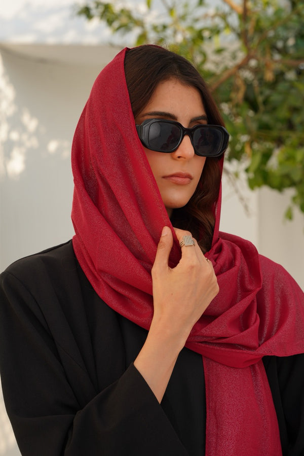 Maroon Glamorous-Chiffon Georgette