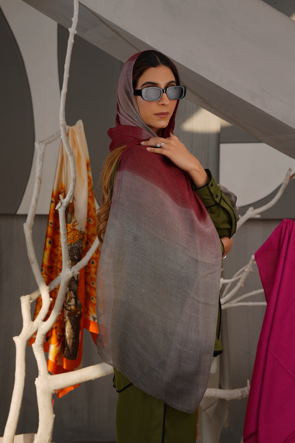 Maroon/Grey Soft Lawn Hijabs