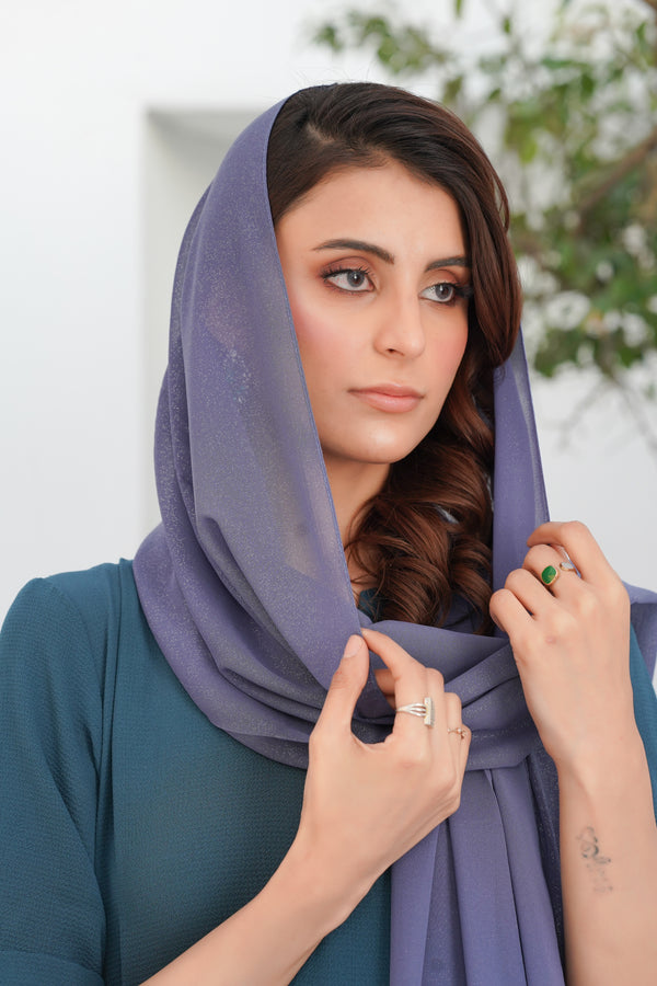Denim Blue Glamorous-Chiffon Georgette